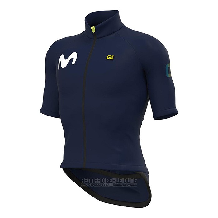 2022 Fahrradbekleidung Movistar Dunkel Blau Trikot Kurzarm und Tragerhose